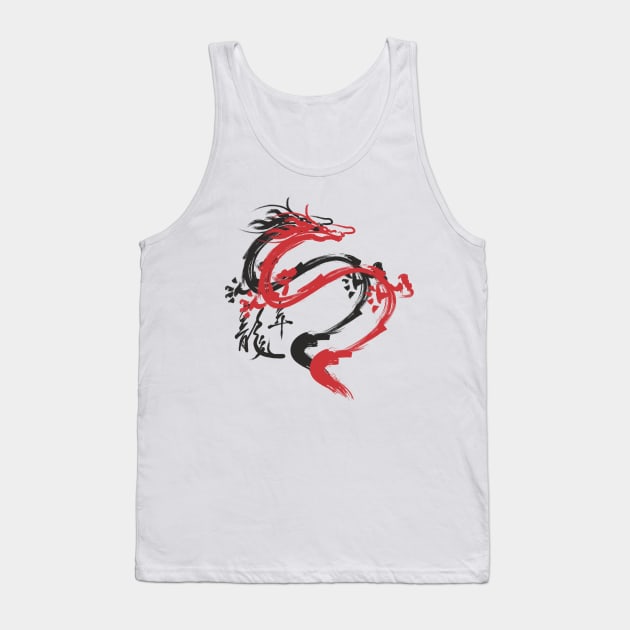 Red & Black Dragons Tank Top by Alexander S.